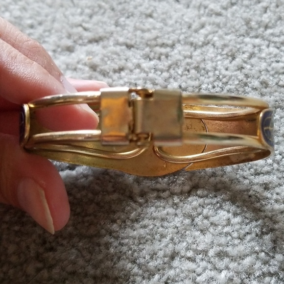 Vintage Cloisonné rose and butterfly bracelet - Picture 4 of 7